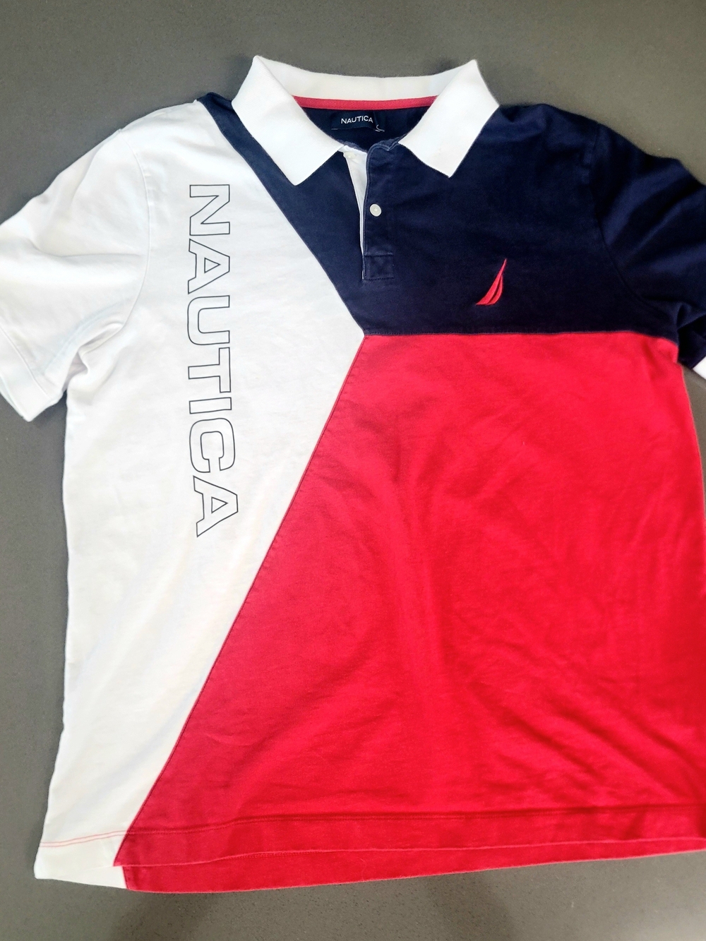 Nautica Men's Colorblock Polo in Red, Navy & White